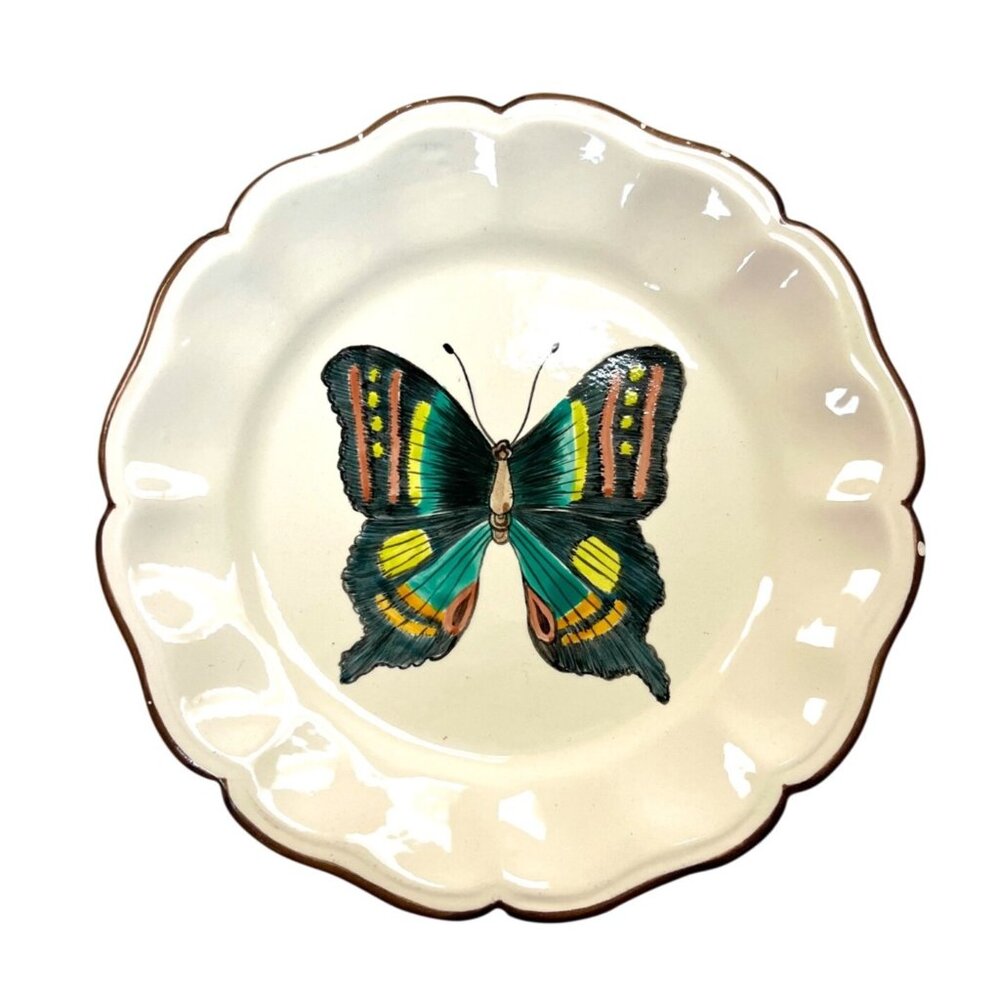 Fitz & Floyd Butterfly Decorative Plate Scalloped Edge Ceramic